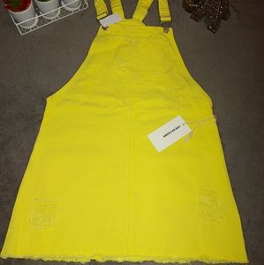 Yellow Overall Distressed Dress 🌿